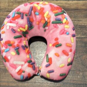 Pink Sprinkle Donut Kids Neck Pillow